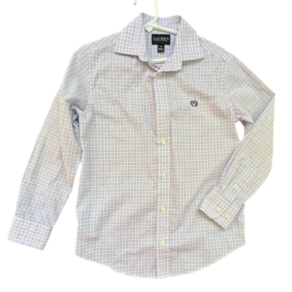Lauren Ralph Lauren Black Label Boy’s Lavender &‎ Sky Plaid Shirt - 10